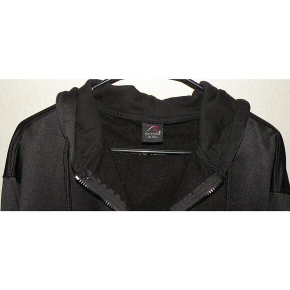 Rothco Men’s Small Zip Hooded Sweatshirt Black Thin Blue Line Concealed USA Flag - Picture 3 of 3